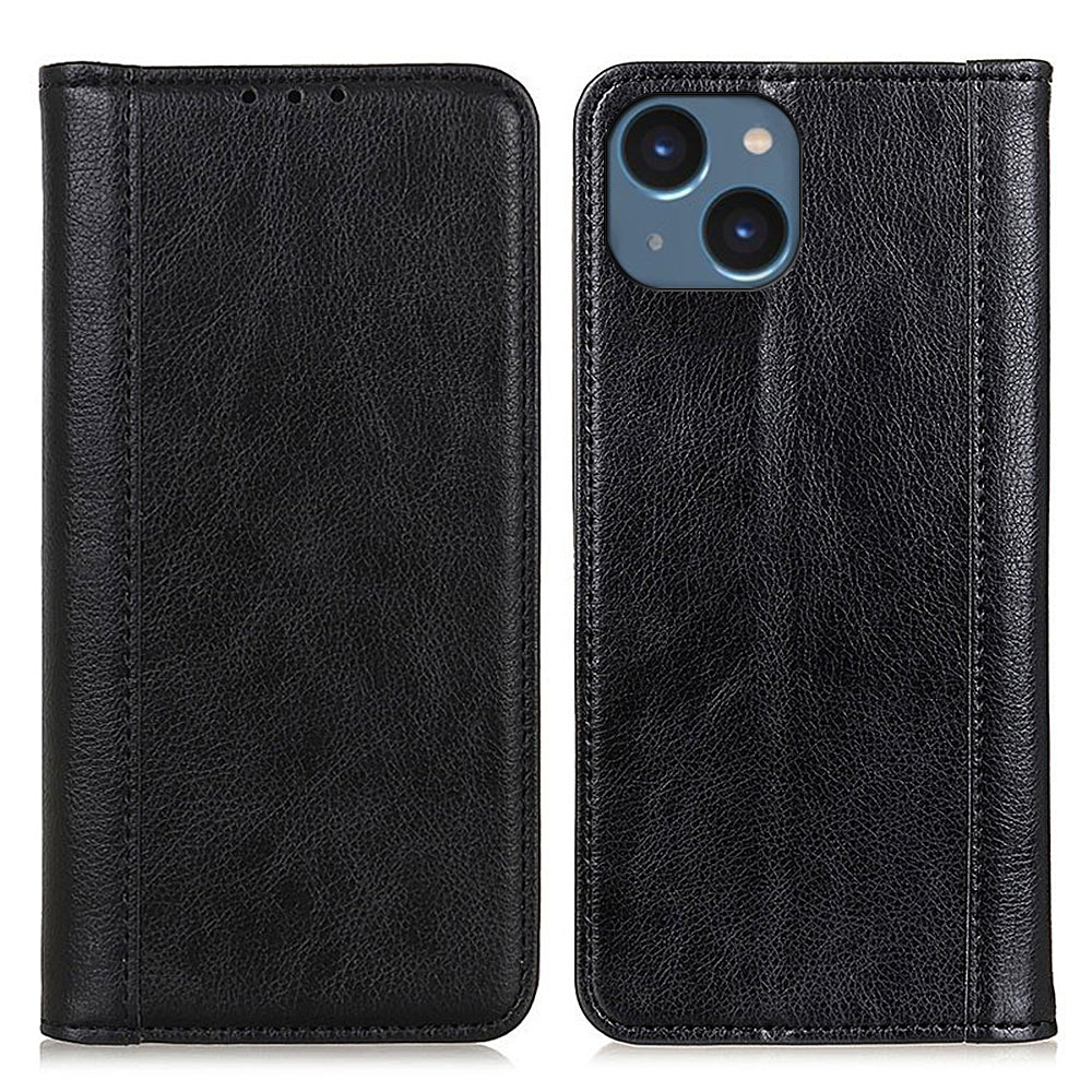 For iPhone 15 Split Leather Magnetic Closure Cell Phone Cover Wallet Litchi Texture Phone Case For iPhone 15 Split Leather Magnetic Closure Cell Phone Cover Wallet Litchi Texture Phone Case